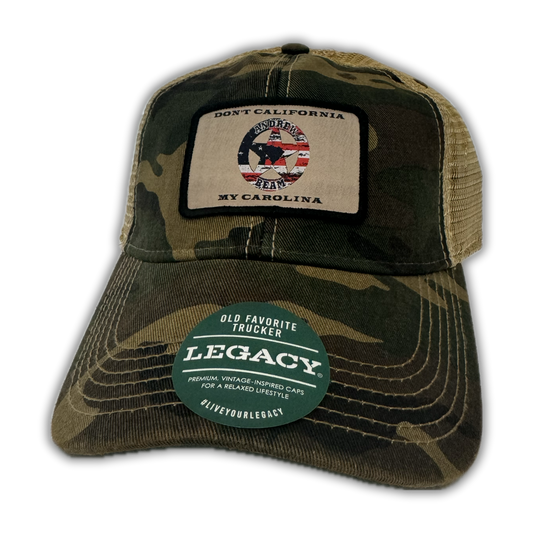 "Don't California My Carolina" Unstructured Patch Hat - Woodland Camo